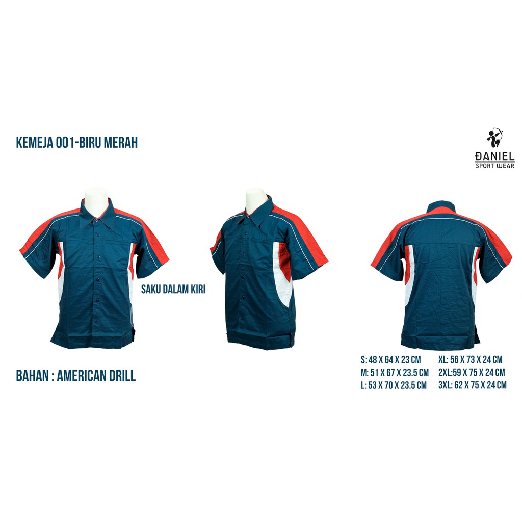Seragam Kemeja Kantor Kerja BIRU NAVY DONGKER MERAH PUTIH DANIEL 001