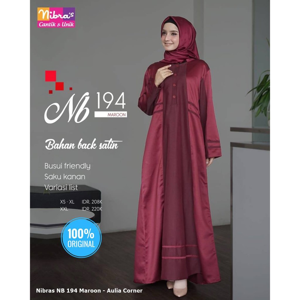 Gamis Batik Wanita Gemuk Terbaru Gamis Nibras Nb 194 Maroon Original Model Paling Baru Shopee Indonesia