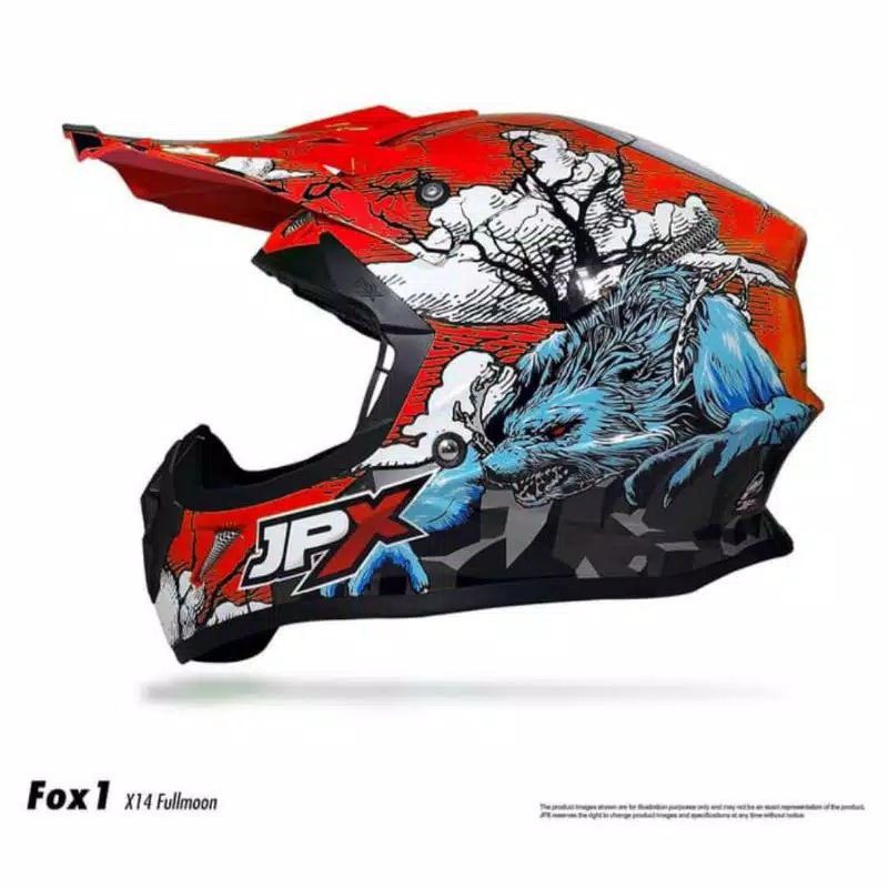 Helmet cross jpx X14 Fullmoon red blue