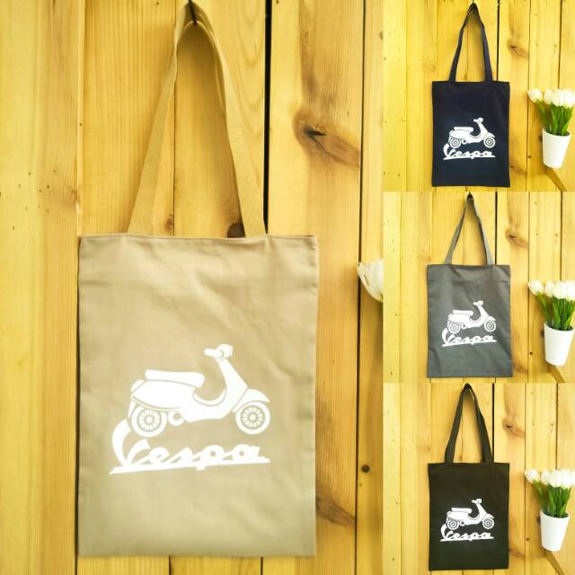 [BISA COD] New vespa [ADA RESLETING] tote bag karakter sablon