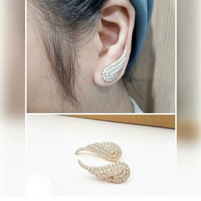 Anting Silver925 Premium Anti Karat anti alergi Anting Zircon silver import mata kilap 06