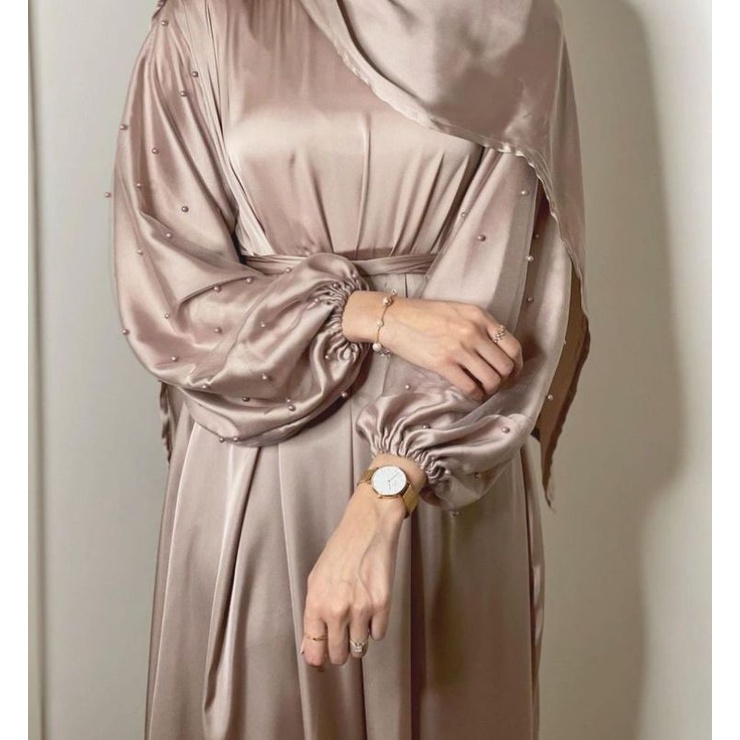 SAFA DRESS/ COD baju muslim lebaran dress satin mutiara mewah/ baju kondangan wisuda pesta murah/ ba