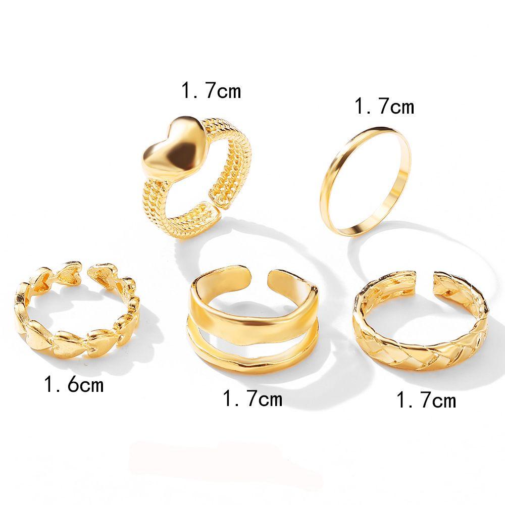 Agustinina Open Ring Set Korea Geometris Hip Hop Hati Wanita Berlian Imitasi Bersama Cincin Alloy Unisex Perhiasan Hadiah