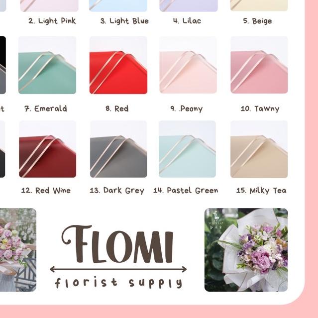 

★ Flower Wrapping Paper Gold Frame / 20 lembar / Wrapping paper polos colorful frame / Kertas Buket Bunga / Kertas Cellophane / Kertas bungkus Bouquet bunga / Kertas Kado ➬