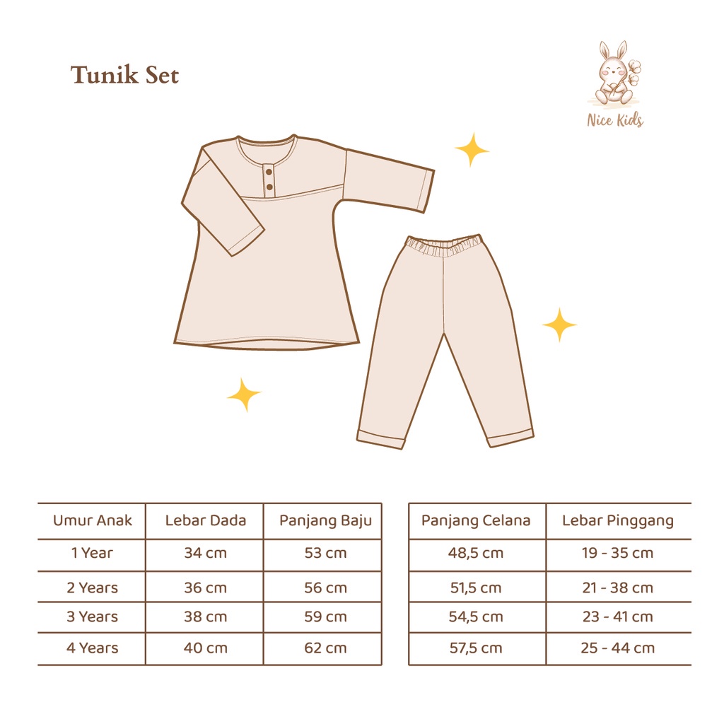 NICE KIDS - TUNIK SET PAKAIAN MUSLIM ANAK PEREMPUAN EDISI BAJU LEBARAN SETELAN ANAK 1 - 4 TAHUN