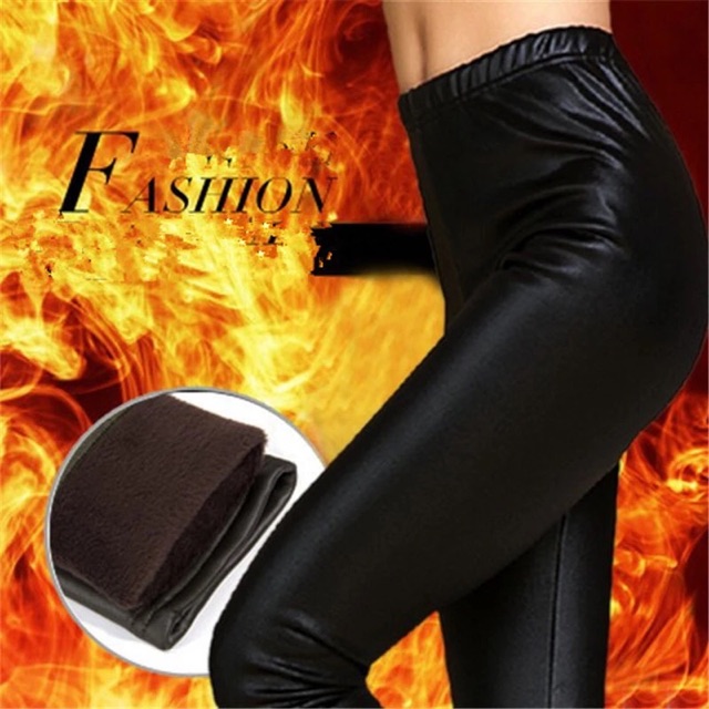 IMPORT MOLLAD Legging Leather Celana Legging Thermal Kulit Velvet Bulu Fur