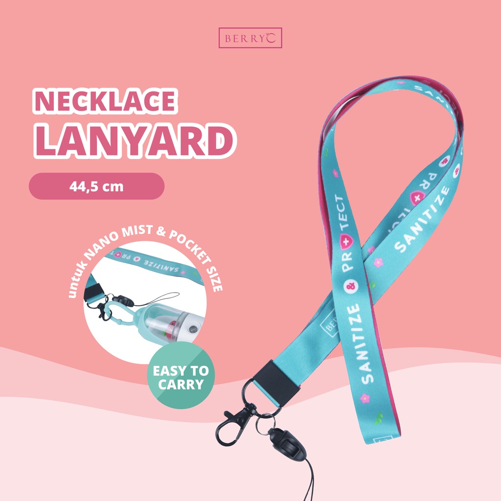 BerryC Necklace Strap Lanyard Tali Kalung Aksesoris Dua Sisi 2 Design Halus Panjang kalung kain panjang serbaguna dual lock two tone bolak balik beda warna pink green merah muda hijau anak hingga dewasa nyaman bisa dicuci ringan