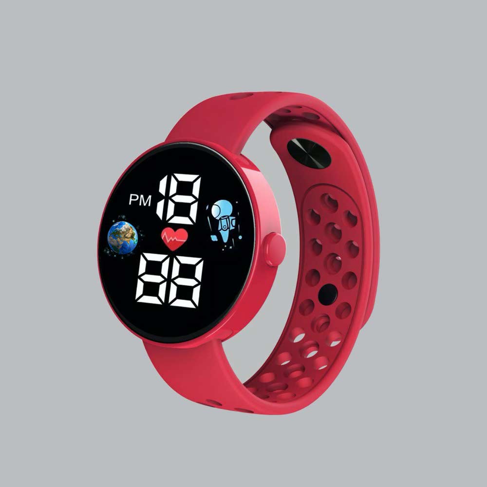 LED Watch [ Merah ] Water Resistant - Jam Tangan Digital Pria &amp; Wanita Strap Rubber LED_8061