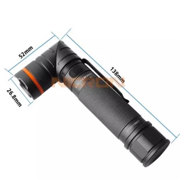 Nicron B75 Rechargeable Twist Flashlight 90 Deg 300Lm - 1000Lm Senter Magnet