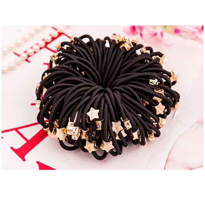 TALI IKAT RAMBUT WARNA HITAM KAIN KARET HAIRCLIP HAIR CLIP KLIP GELANG