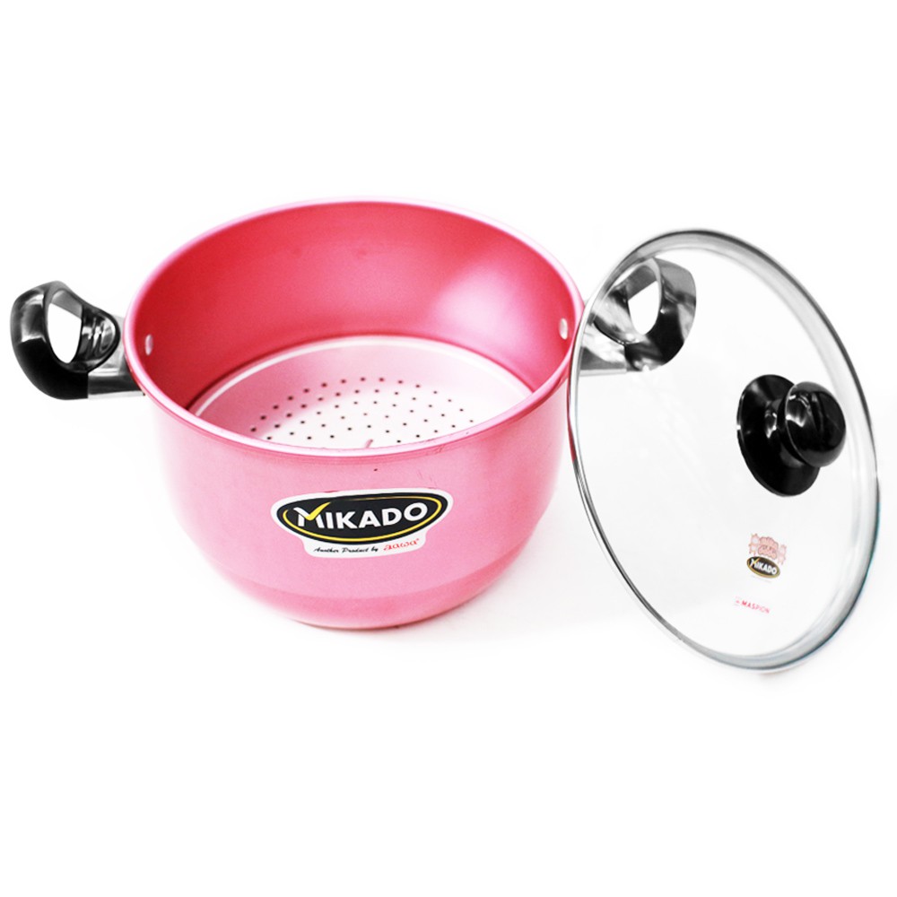 Maspion Panci Kenyonabe Steamer Serbaguna 20 cm dan Tutup Kaca - PINK HIJAU UNGU