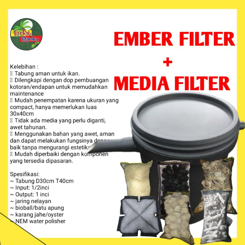 ember filter kolam ikan koi lengkap dengan media filter kolam filter mekanis biologis kimiawi