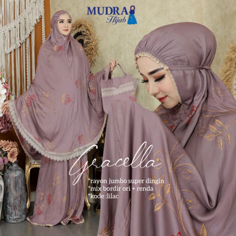 Mukena Rayon Bordir Gracella | Mukena Rayon Jumbo Gracella | Mukena Renda Bordir