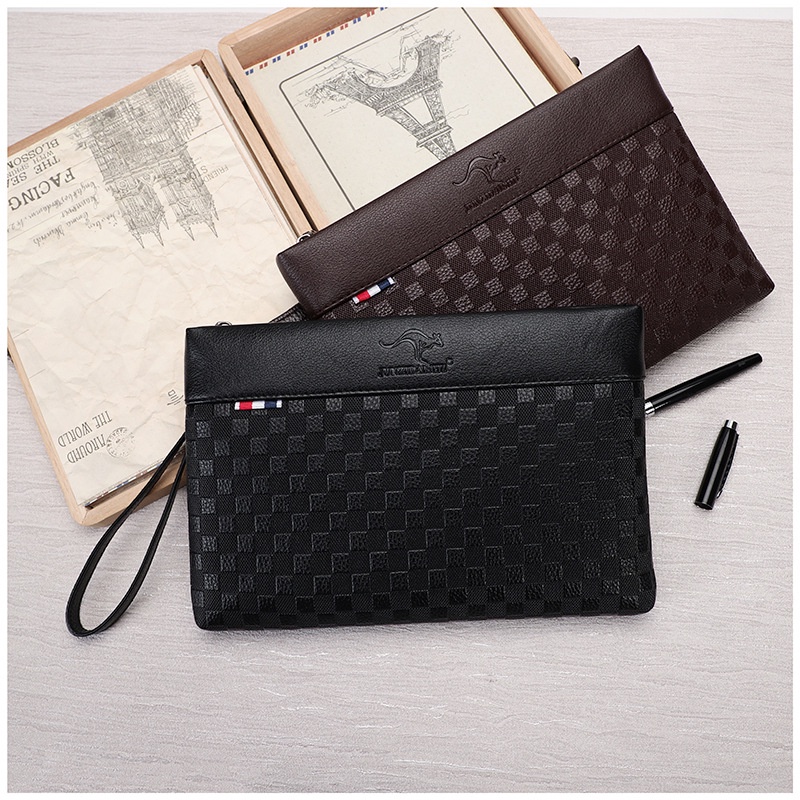 Clutch Pria Tas Tangan Dompet Jinjing Wanita Pria Dompet Serbaguna Dompet HP Bahan Kulit PU Model Terbaru JUNZIDAISHU 1001