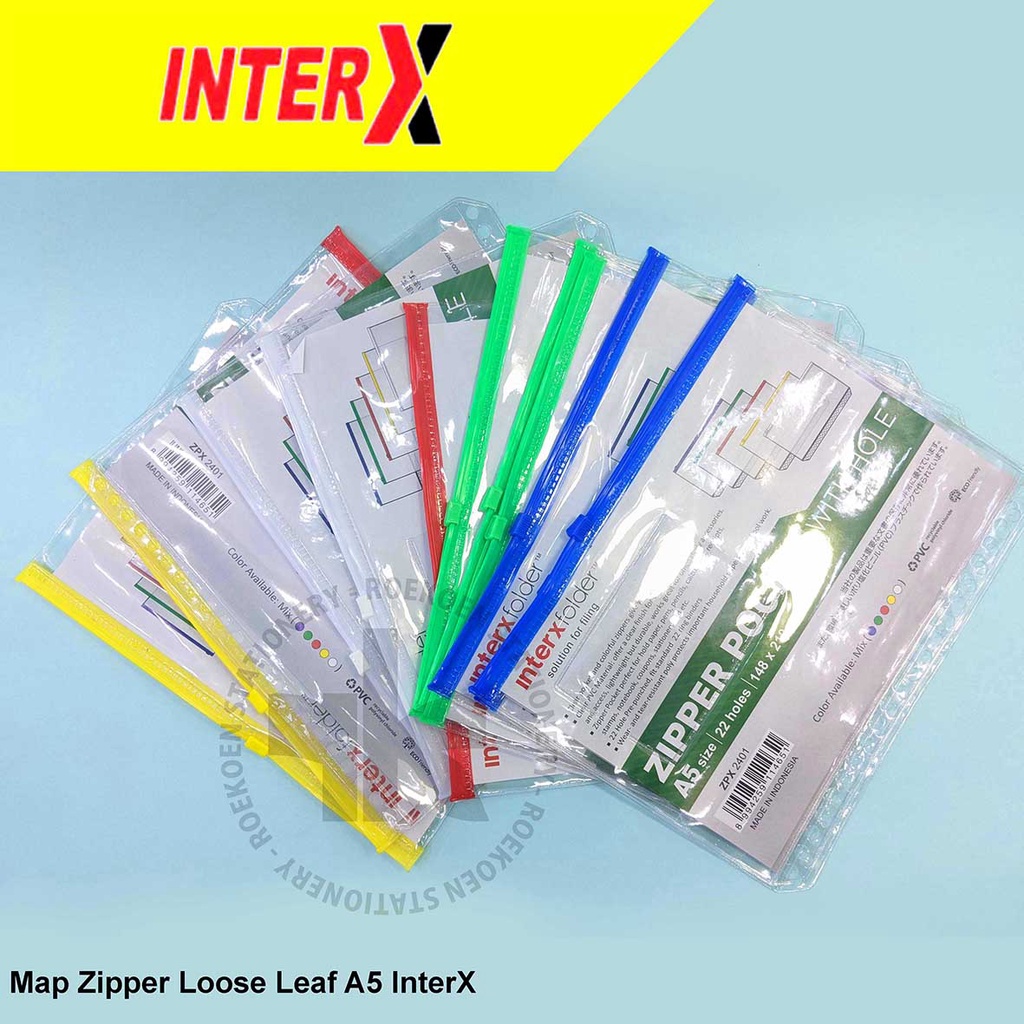 

InterX Zipper Pocket Loose Leaf A5 200 Micron ZPX-2401 (with holes)