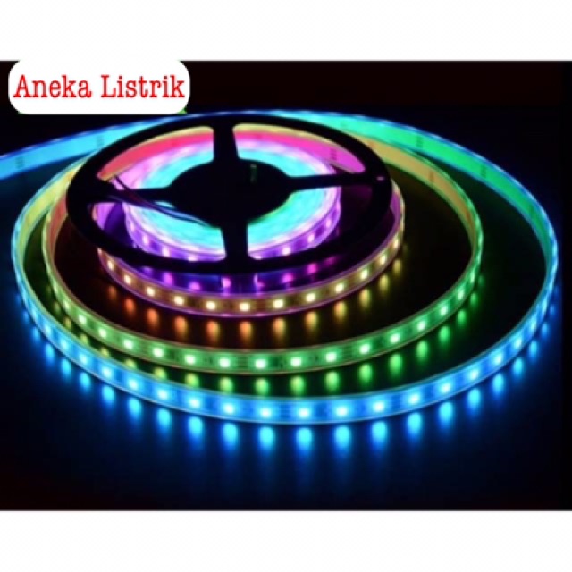 Brezybeauty05 Lampu Strip Rgb 5050 Warna Warni Running Nyala Otomatis Set + Adaptor 4.5Meter (Tanpa