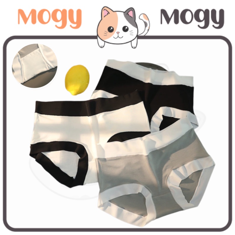 MOGYMOGY W225 Celana Dalam Wanita Bahan Katun Hitam Putih Pakaian Dalam Perempuan