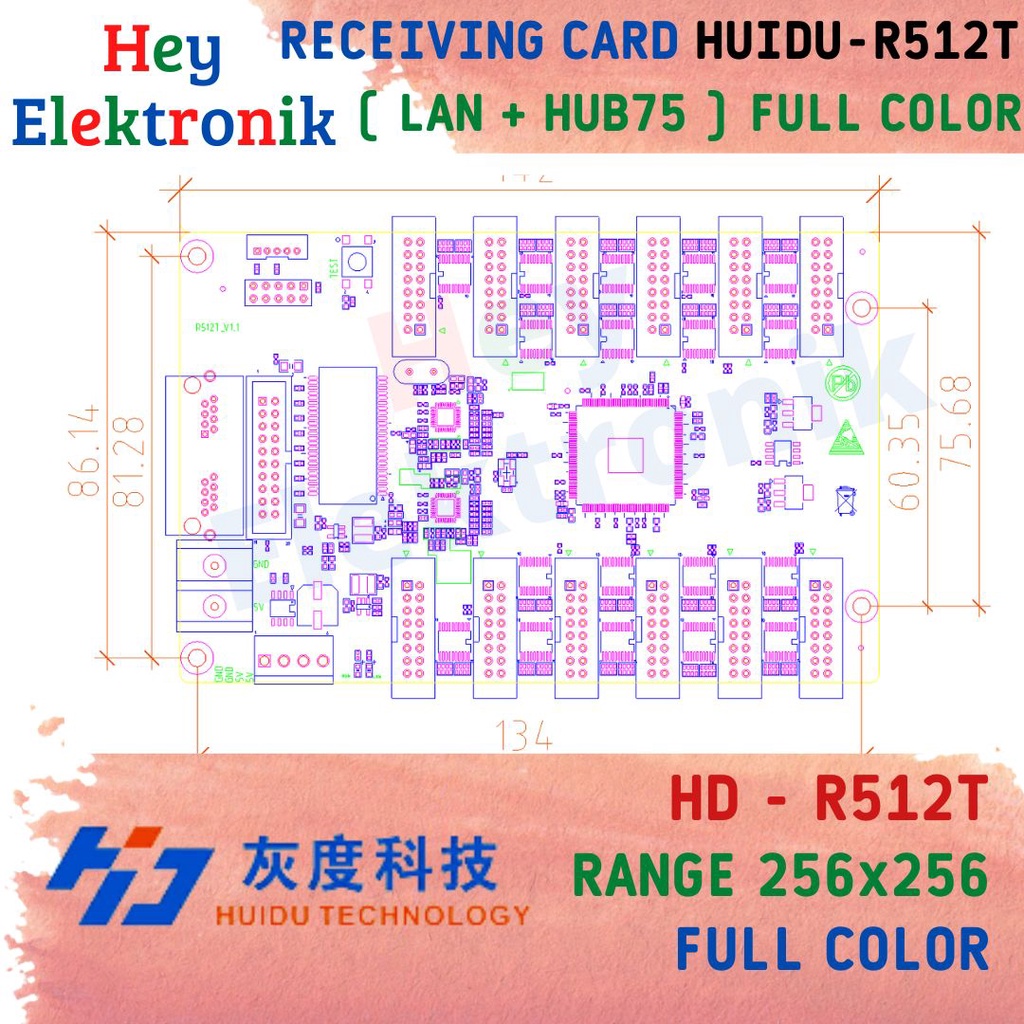 Controller Huidu HD-R512T HD R12 Receiving Card Videotron