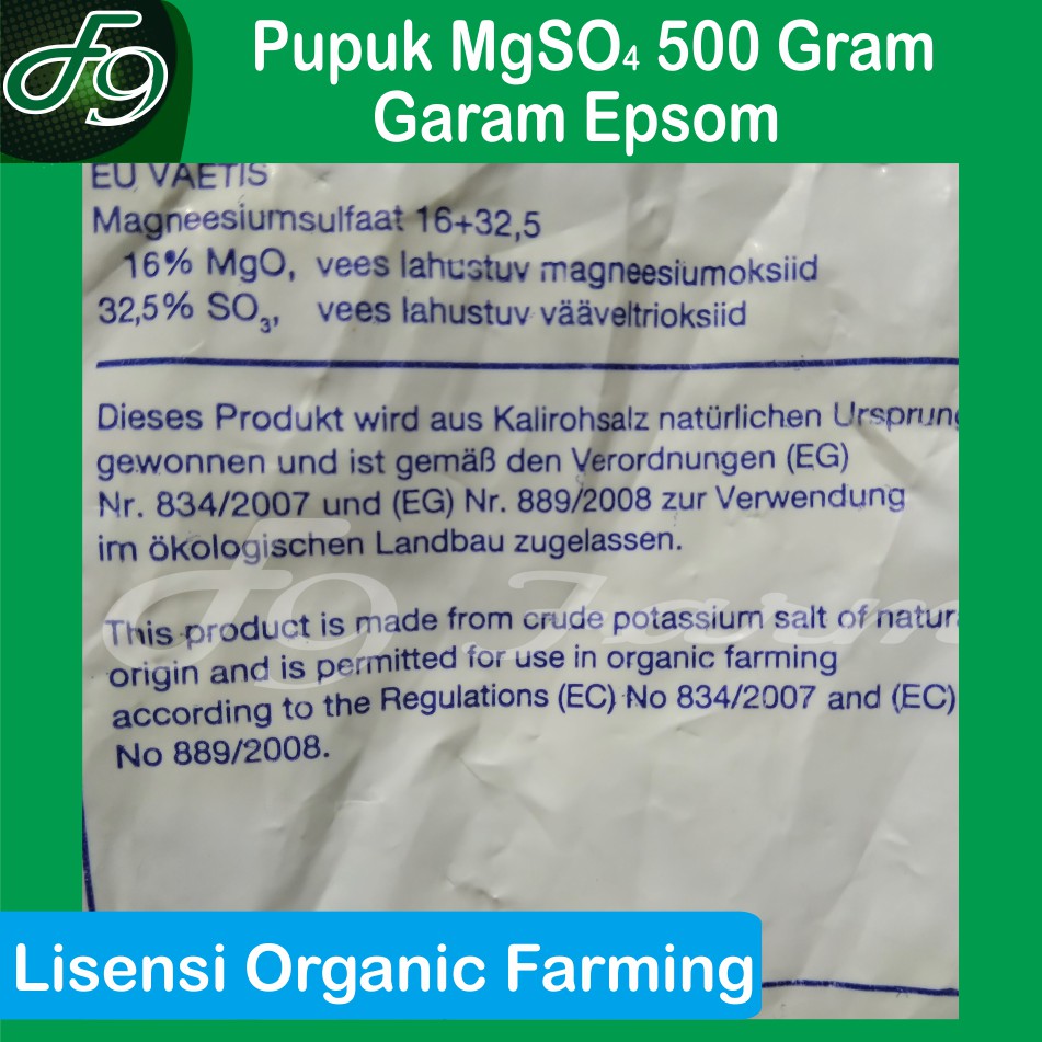 Pupuk Magnesium Sulfat MgSO4 Garam Inggris Epsom 500 gram