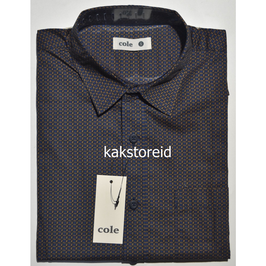 Kemeja Pria COLE Casual Lengan Pendek Reguler Navy DPS 357 Kemeja Murah