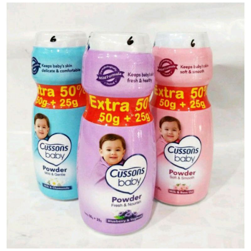 Cussons Baby Powder Extra 15g (35g + 15g) dan 50% (50g + 25g) Bedak Bayi