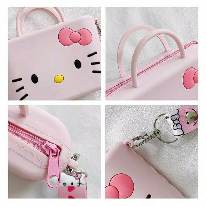tas selempang jelly rubber persegi kitty daisy