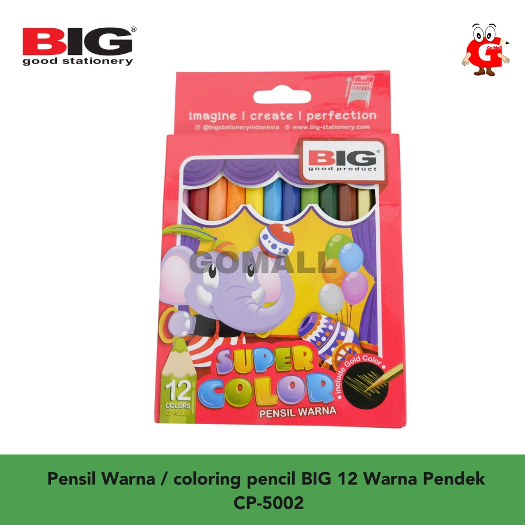 

Pensil Warna / coloring pencil BIG 12 Warna Pendek CP-5002