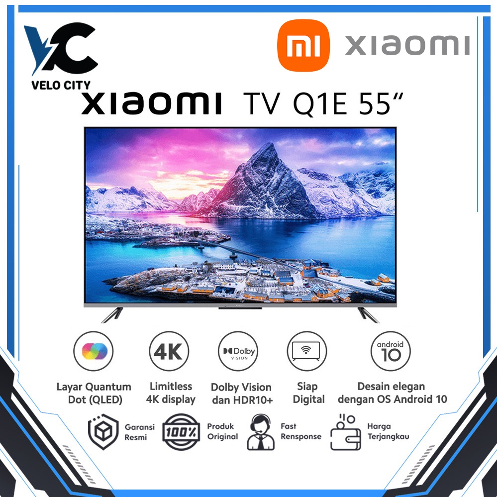 Xiaomi TV Q1E 55&quot; QLED 2022 Layar 4K Ultra HD Android TV Original