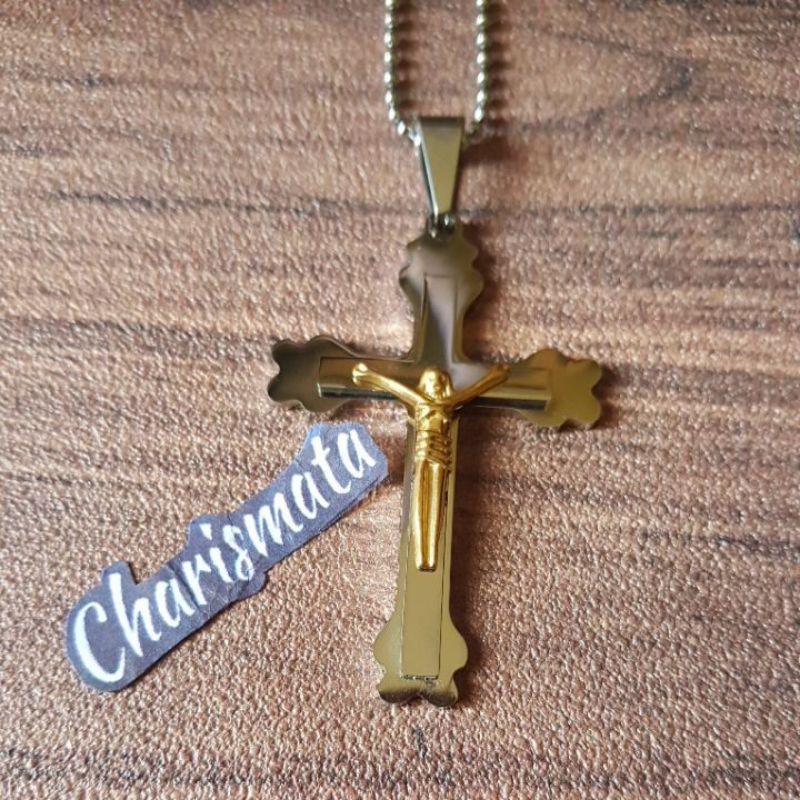 KALUNG TITANIUM SALIB BERLEKUK YESUS