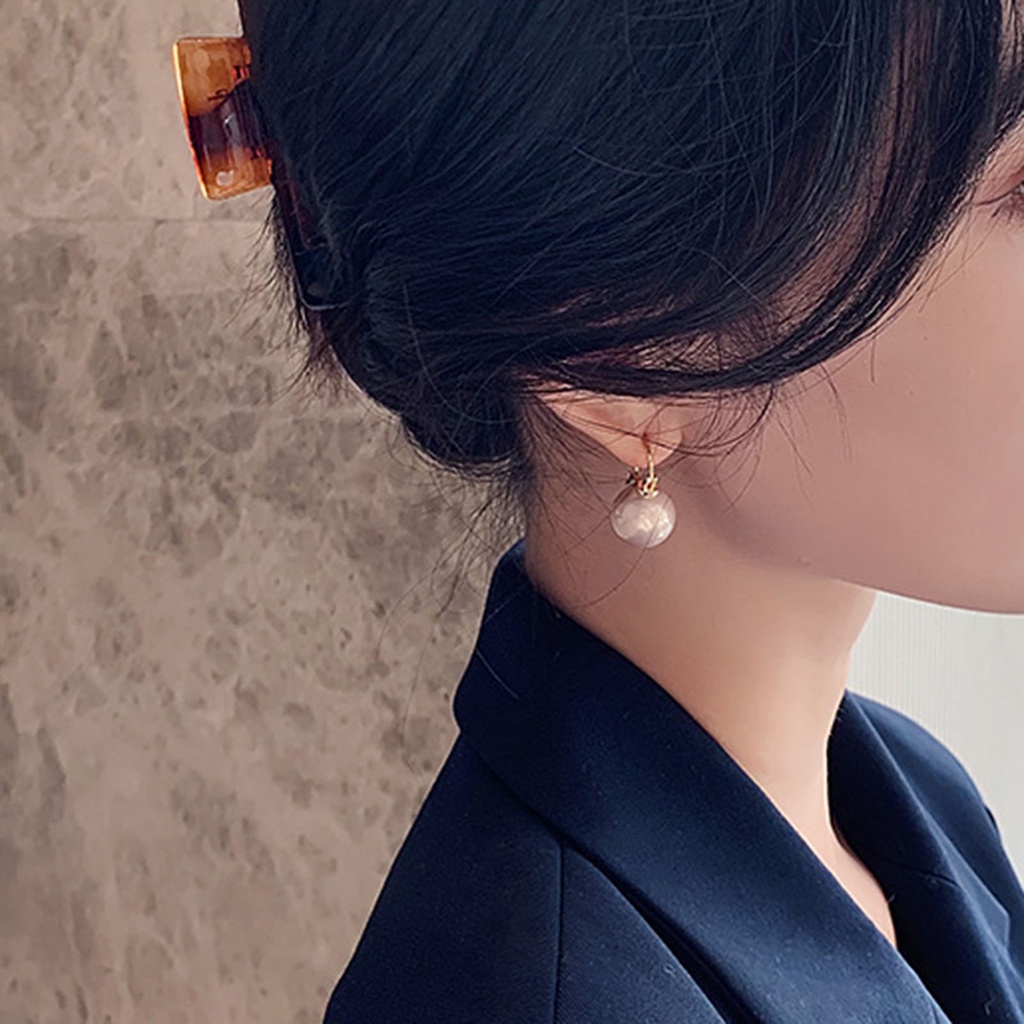 Hu Hu Hu Hu Hu Alat Bantu Pasang Kacamata♡ 1 Pasang Anting Juntai Bentuk Geometris Aksen Mutiara Imitasi Gaya Vintage Untuk Wanita