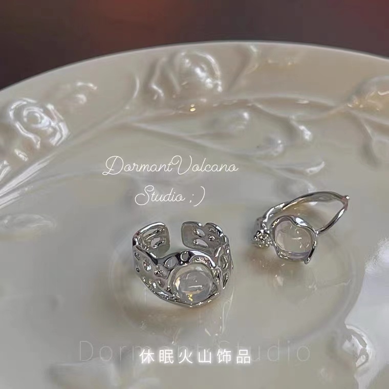 IFYOU Cincin Jari Opal Bud Warna Silver Gaya Korea Untuk Wanita