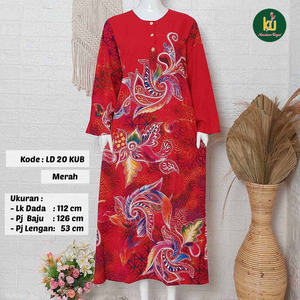 COD LD 20 KUB | DASTER PANJANG KENCANA UNGU ASLI LABEL BIRU | LongDress Wanita Lengan Panjang Busui ini-Merah K