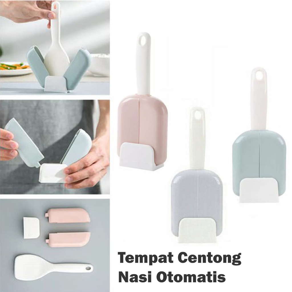 BRGUNIK Tempat Centong Nasi Otomatis / Centong Nasi Otomatis / Centong Nasi Ajaib / Sendok Nasi Otomatis R561