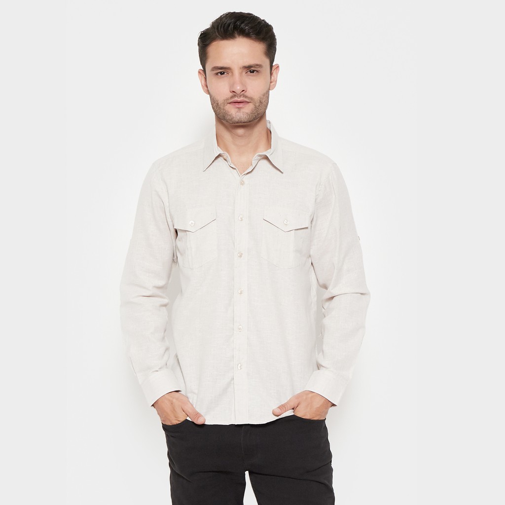 Kemeja Pria Putih ELIJAH Lengan Panjang YEGE