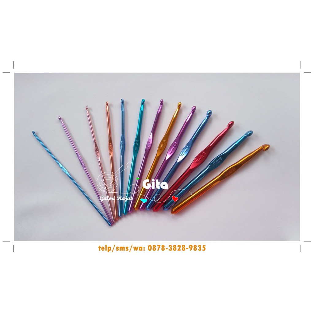 Jarum Rajut Hakpen Alumunium Warna Warni (14pcs)