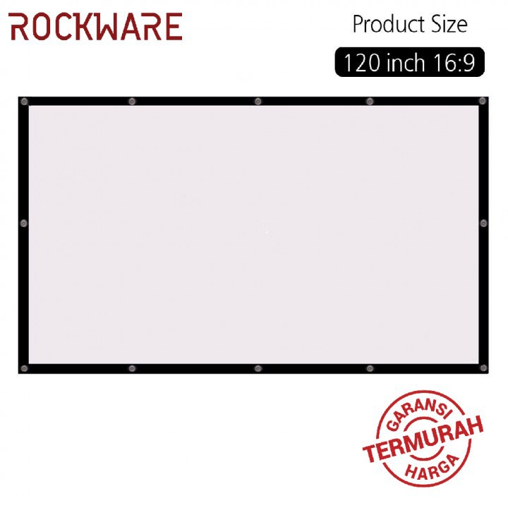 ROCKWARE 120 Inch PVC Fabric Foldable Projector Screen