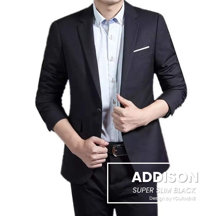 BLAZER FORMAL PRIA RESMI HITAM ADDISON BLACKLIST ORIGINAL NIKAYU SLIMFIT