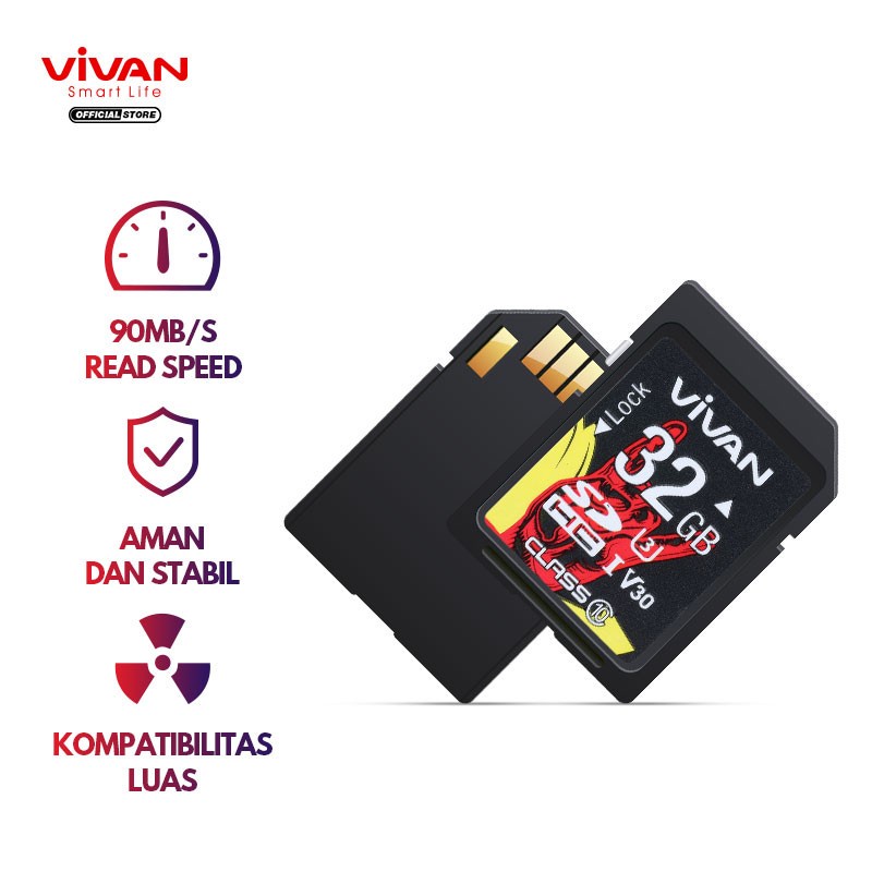 Kartu Memory Kamera 32 gb Vivan VS32 Class 10 Speed 90 Mbs