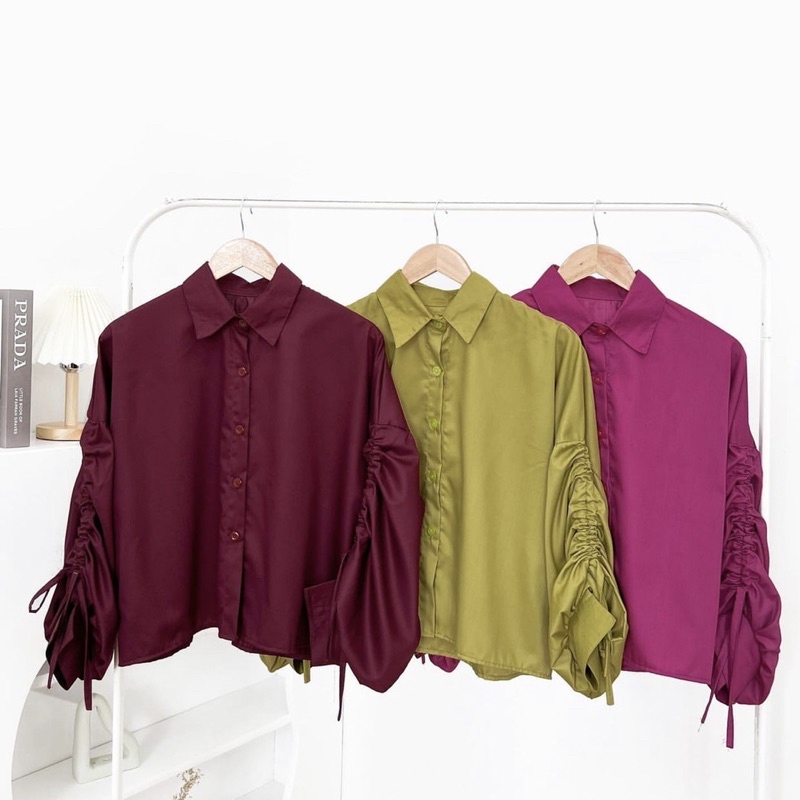 Monic Blouse Lengan Serut /Atasan Wanita /Kemeja Wanita /Kemeja Blouse /Kemeja Monic