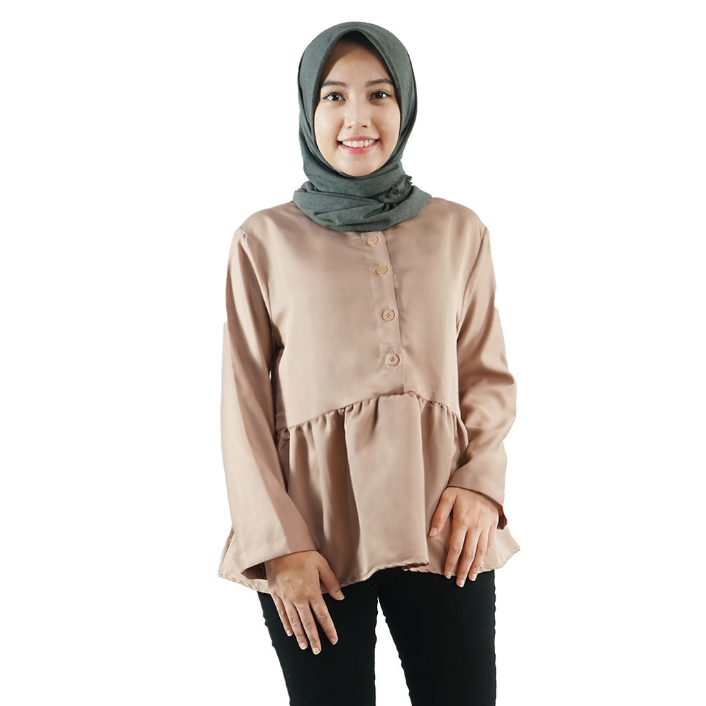 Tq88indonesia Fashion Baju Atasan Wanita Terbaru /  GIZA BLOUSE / Blus Polos Lengan Panjang / Busana Caasual Cewek / Ootd Kekinian / Outfit Kasual