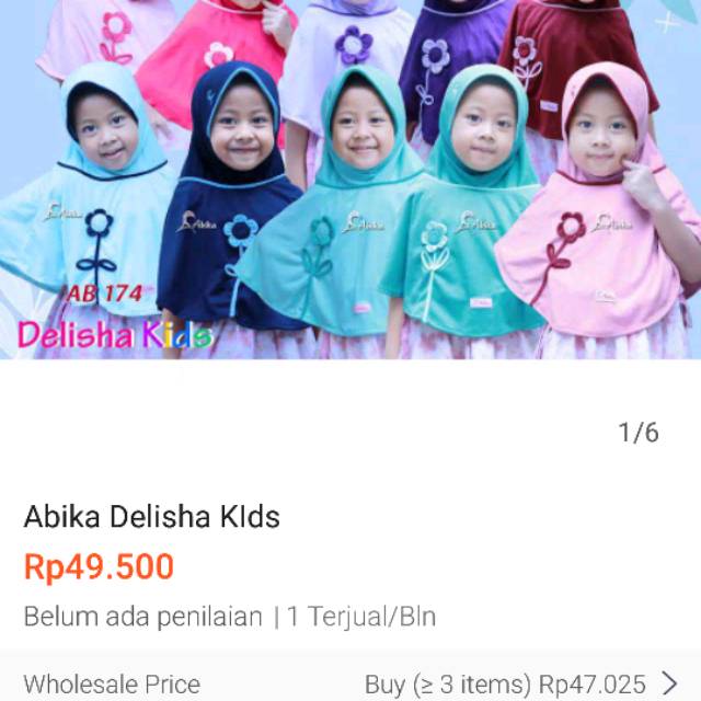Jilbab anak Abika kids Delisha kids