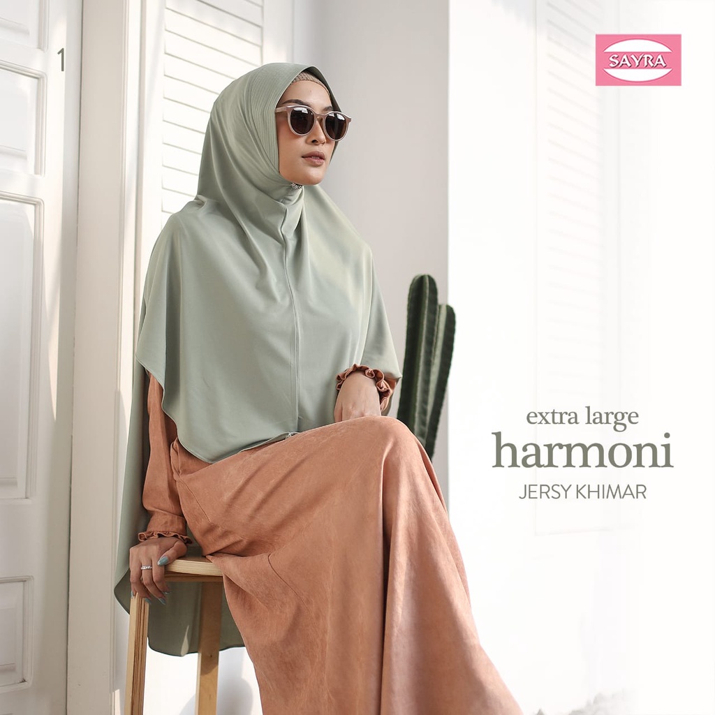 Jilbab Instan Bergo Harmoni Large & XL Jersy Khimar Ori Sayra SAYRA1-MATCHA -XL
