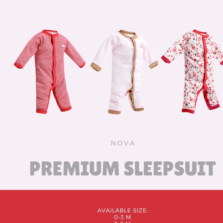 3 Pcs Sleepsuit Premium Nova 0-3 3-6 6-9 Bulan Baju Kodok Bayi Jumper Baby Newborn