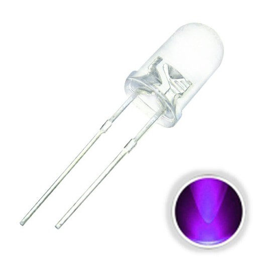 LED Purple 5mm Diode Super Bright Round Through Clear Transparant