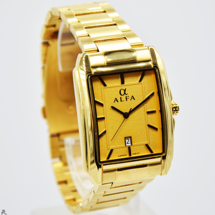 jam tangan / Watch_Id Pria Original Alfa 88134 Silver Gold