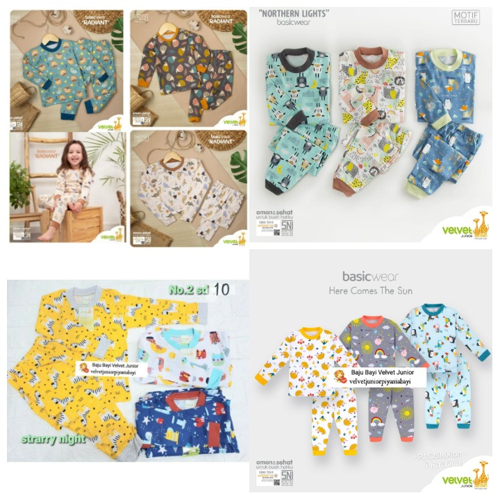 Velvet Junior Piyama Anak Ukuran Besar (3 Set)