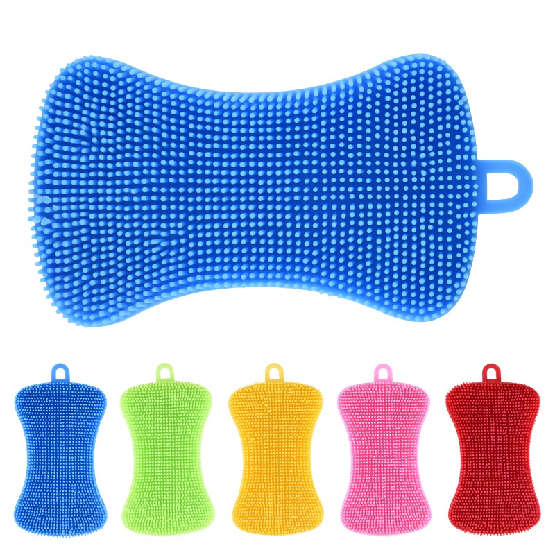 Silicone Dish Washing Sponge Scrubber Kitchen Cleaning Antibacterial Tool