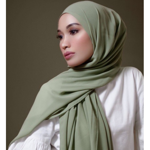 Jilbab Pasmina Inner 2 in 1 Ceruty Babydoll Polos 175 x 75 CM