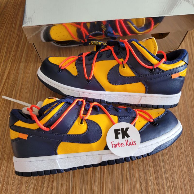 Dunk Low Off-White Off White University Gold Michigan Midnight Navy || red pine green