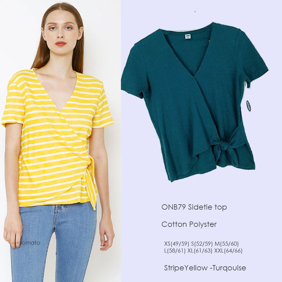 OLD NAVY Kaos Blouse Wanita Side Tieknot Sidetie Wrap top-5